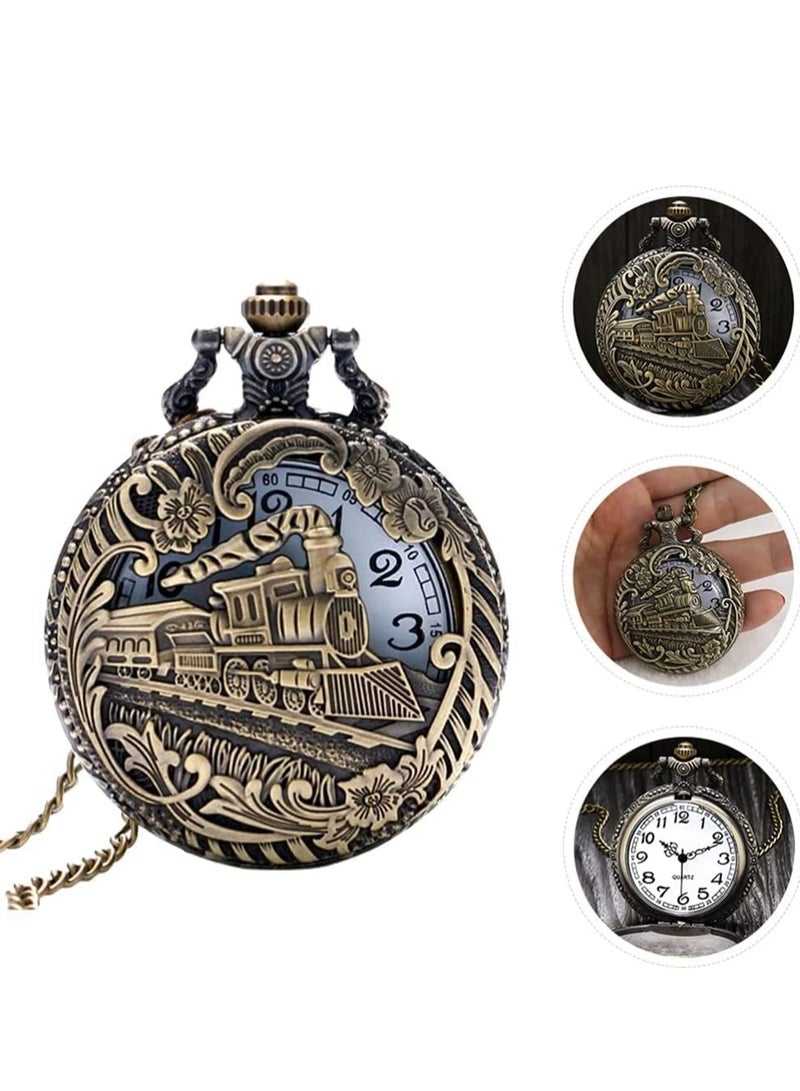 1 Piece Vintage Pocket Watch Railway Hanging Strap Chain Men's Pocket Watch - Image 2