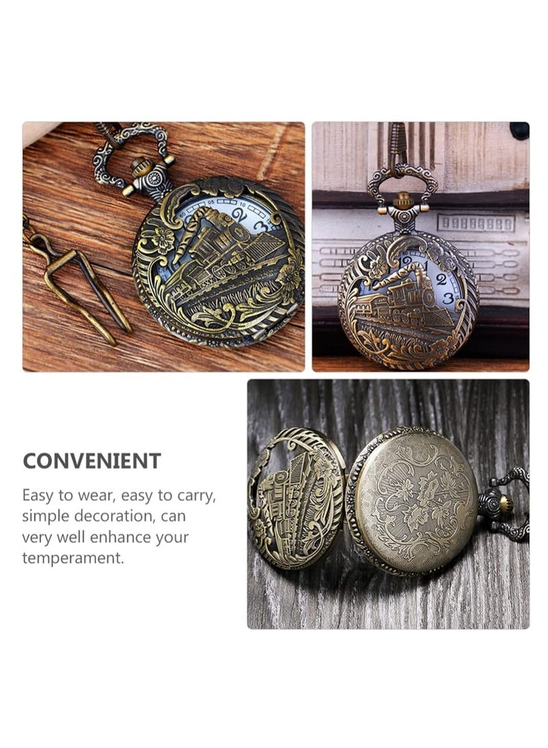 1 Piece Vintage Pocket Watch Railway Hanging Strap Chain Men's Pocket Watch - Image 3