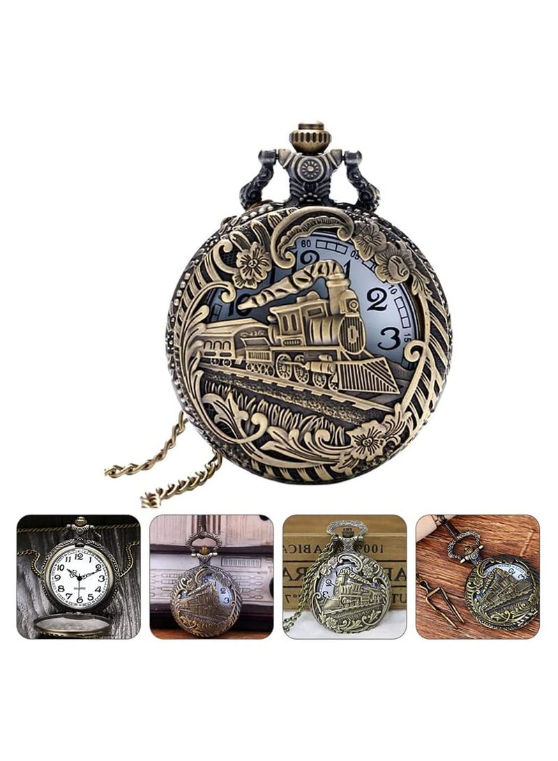 1 Piece Vintage Pocket Watch Railway Hanging Strap Chain Men's Pocket Watch - Image 1