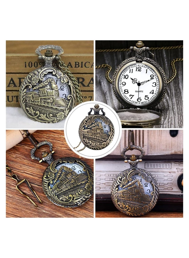 1 Piece Vintage Pocket Watch Railway Hanging Strap Chain Men's Pocket Watch - Image 4