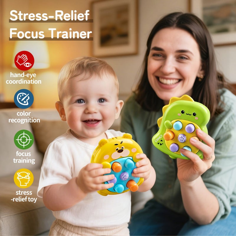 Bear Push And Pop Fidget Toy Sensory Palm Toy No Power Required Toddler Activity - Image 2