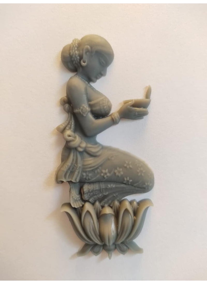 CRAFTIAL CURVE CRAFTIAL CURVE APX Two Welcome Lady Lotus Sitting Girl with deep Diya Oil lamp Pattern Frame Silicone Mold Decorative Home Clay Wax Resin Art and Craft Silicone Mold  - Image 3