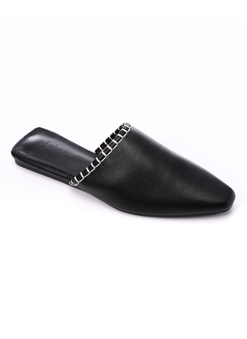 Textured Leather Slip On Black Flat Mules - pzsku/ZC9360FEDBFD3E787B635Z/45/_/1716130661/bb0f1924-d9fe-4e42-9848-c62c46ac2d12