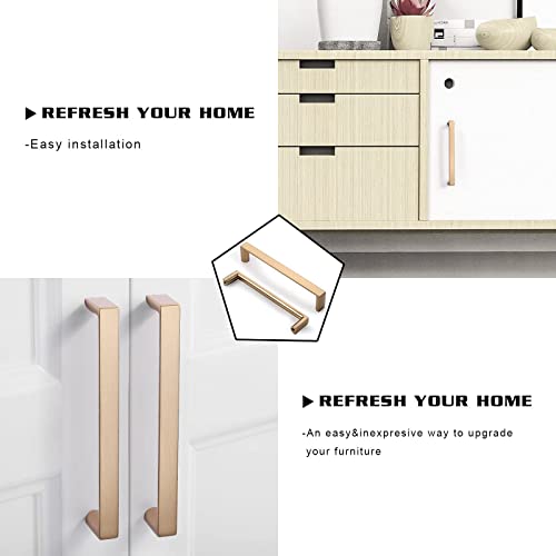 KNOKLOCK 10 Pack 5 Inch(128mm) Cabinet Pulls Square Champagne Bronze Kitchen Cabinet Handles Kitchen Cabinet Hardware Gold Drawer Pulls for Dresser Cupboard Wardrobe - Image 3