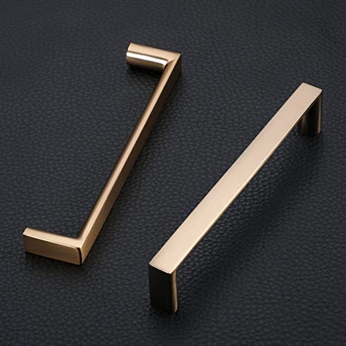 KNOKLOCK 10 Pack 5 Inch(128mm) Cabinet Pulls Square Champagne Bronze Kitchen Cabinet Handles Kitchen Cabinet Hardware Gold Drawer Pulls for Dresser Cupboard Wardrobe - Image 2