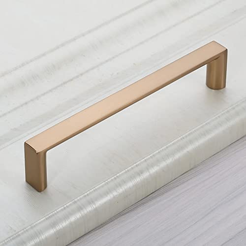 KNOKLOCK 10 Pack 5 Inch(128mm) Cabinet Pulls Square Champagne Bronze Kitchen Cabinet Handles Kitchen Cabinet Hardware Gold Drawer Pulls for Dresser Cupboard Wardrobe - Image 5
