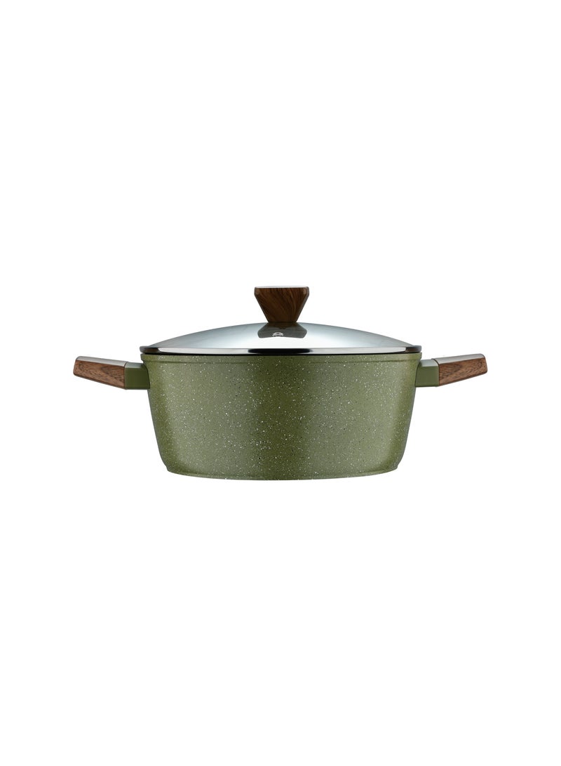BERGNER ACADIA FORGED ALUMINUM  CASSEROLE W LID 22CM WITH  INDUCTION BOTTOM, GREEN COLOR, BG56241GR  - Image 2