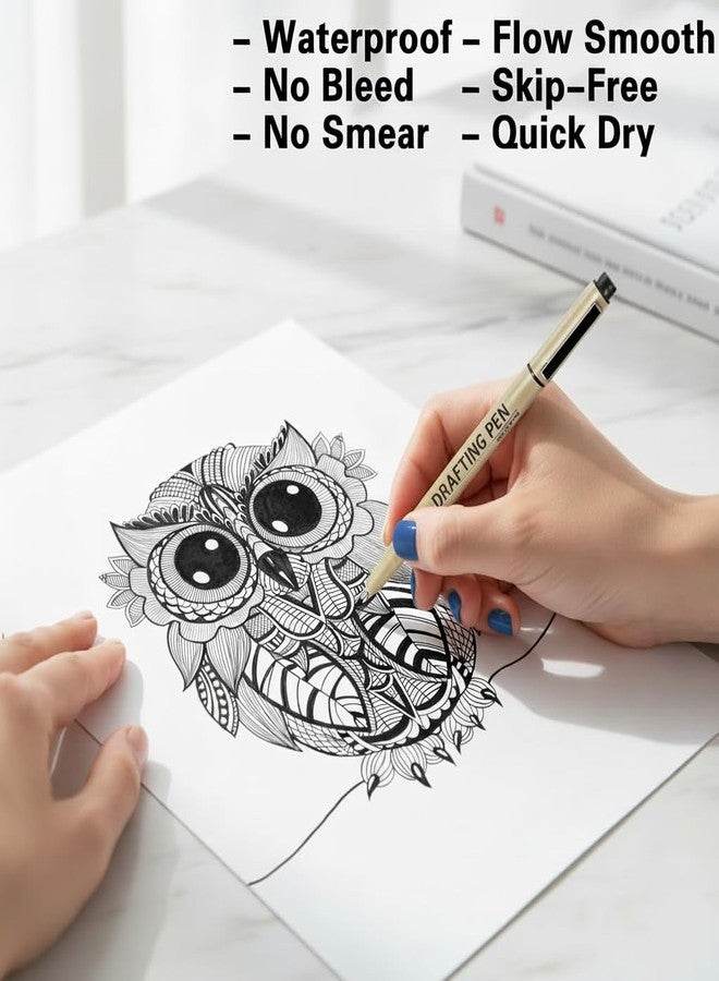 EBOT Micro Fineliner Drawing Art Pens,12 Black Fine Liner Waterproof Art Line Professional Drawing Watercolour Marker Sketching Illustration Manga Calligraphy Sketch Zentangle Outline - Image 4
