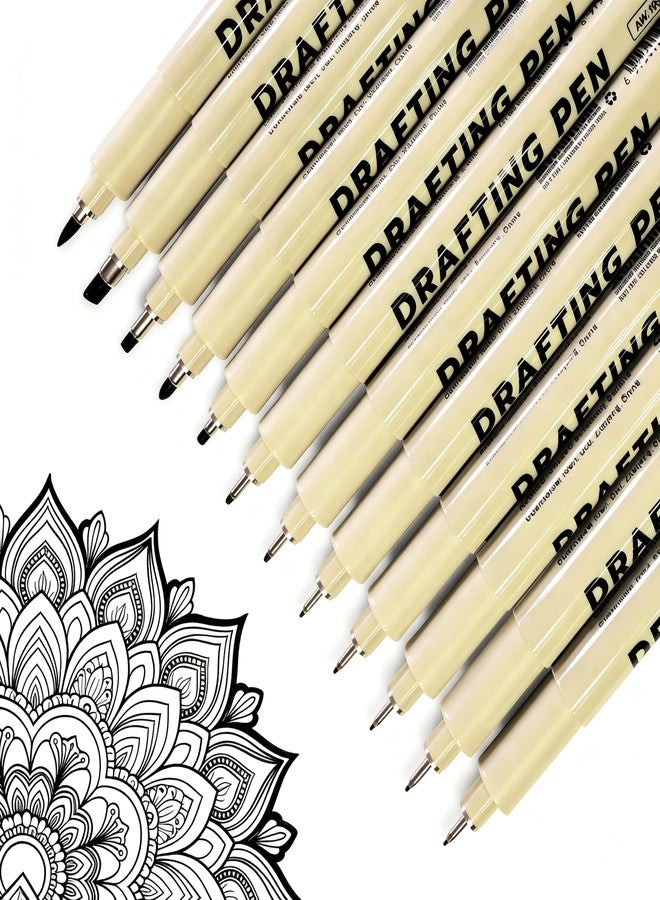 EBOT Micro Fineliner Drawing Art Pens,12 Black Fine Liner Waterproof Art Line Professional Drawing Watercolour Marker Sketching Illustration Manga Calligraphy Sketch Zentangle Outline - Image 1