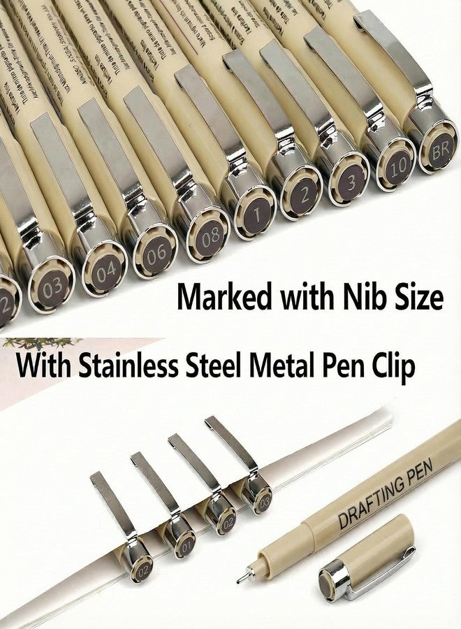 EBOT Micro Fineliner Drawing Art Pens,12 Black Fine Liner Waterproof Art Line Professional Drawing Watercolour Marker Sketching Illustration Manga Calligraphy Sketch Zentangle Outline - Image 3