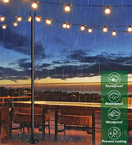 Tigerden 10ft String Light Poles for Soft Surfaces, Light Poles for Outdoor String Light, Perfect for Garden, Backyard, and Patio Lighting Stand for Parties, Wedding - Matte Black Finish - 2 Pack - Image 4