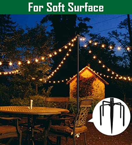 Tigerden 10ft String Light Poles for Soft Surfaces, Light Poles for Outdoor String Light, Perfect for Garden, Backyard, and Patio Lighting Stand for Parties, Wedding - Matte Black Finish - 2 Pack - Image 5