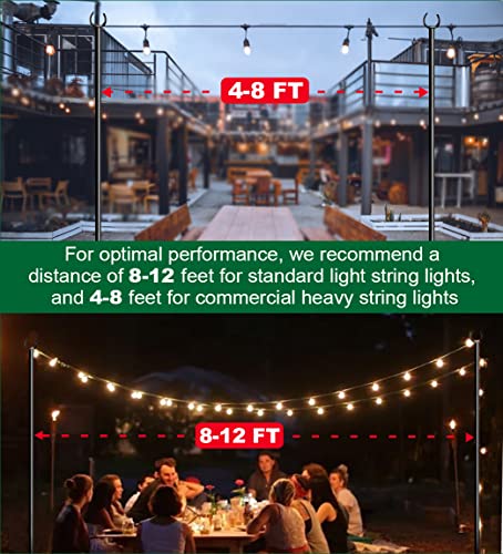 Tigerden 10ft String Light Poles for Soft Surfaces, Light Poles for Outdoor String Light, Perfect for Garden, Backyard, and Patio Lighting Stand for Parties, Wedding - Matte Black Finish - 2 Pack - Image 3