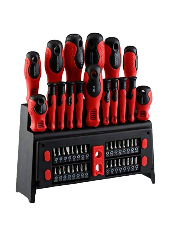 50-Piece Slotted Screwdriver Tool Set Red/Black