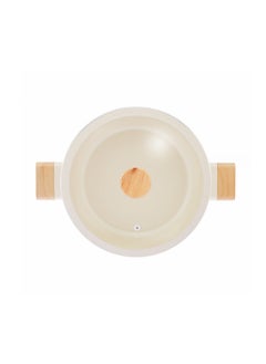 Homemaker Swiss Crystal High Quality Ceramic Coating Non-Stick Low Casserole - 24cm- Glass Lid With Protective Silicon Edge - Natural Wood Handles and Knob - Beige  - Image 2