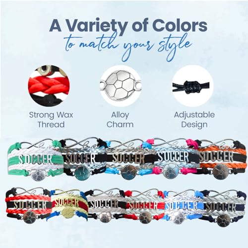 Infinity Collection Soccer Gifts, Soccer Bracelet, Soccer Jewelry, Adjustable Soccer Charm Bracelet- Soccer Gifts Red/Black - Image 4