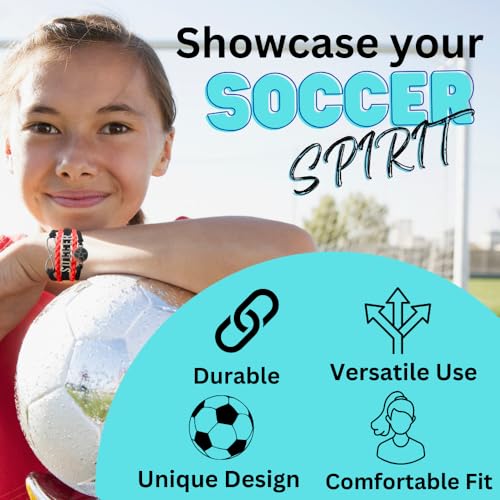 Infinity Collection Soccer Gifts, Soccer Bracelet, Soccer Jewelry, Adjustable Soccer Charm Bracelet- Soccer Gifts Red/Black - Image 2