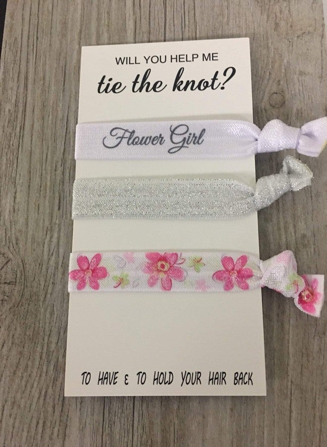 Infinity Collection Flower Girl Hair Ties, 3 Count (Pink) - Will You Help Me Tie The Knot? Hair Accessories for Wedding, 3pcs - Image 2