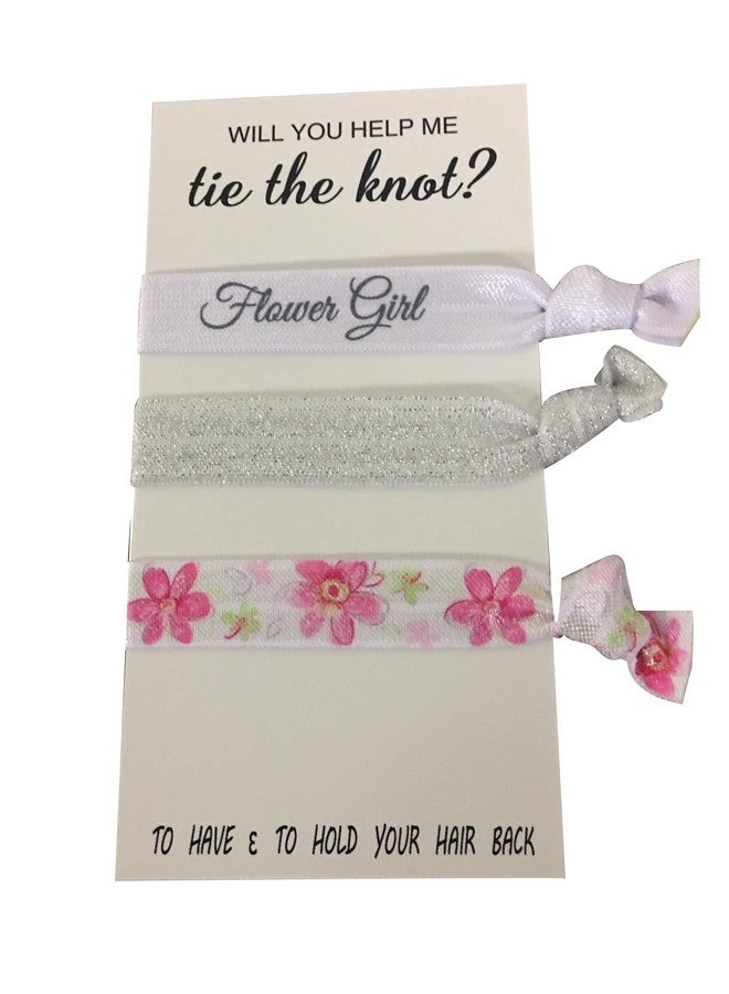 Infinity Collection Flower Girl Hair Ties, 3 Count (Pink) - Will You Help Me Tie The Knot? Hair Accessories for Wedding, 3pcs - Image 1