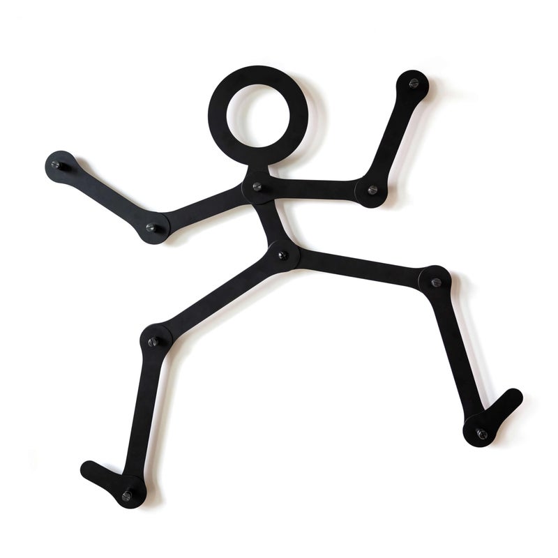 Three by Three Seattle FITCheck Wall Rack in Black Metal Customizable Playful and Functional Hanging Hook Solution for Coats Hats Umbrellas and More 12 x 25 in - Image 2