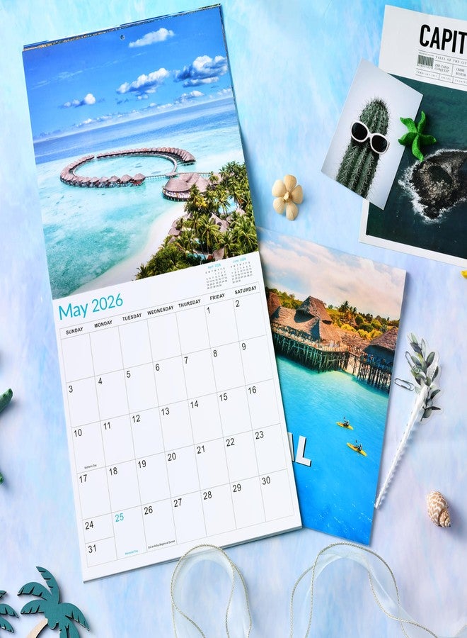Feteulo 2026 Calendar - 2026 Wall Calendar 12 Months, from JAN.2026 to DEC. 2026, 12" x 24" (Open), 12" x 12" (Closed), with Large Daily Blocks, Tabbed Holiday, Beautiful Islands Scenery - Image 2