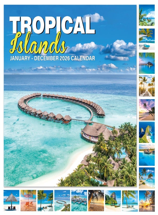 Feteulo 2026 Calendar - 2026 Wall Calendar 12 Months, from JAN.2026 to DEC. 2026, 12" x 24" (Open), 12" x 12" (Closed), with Large Daily Blocks, Tabbed Holiday, Beautiful Islands Scenery - Image 1