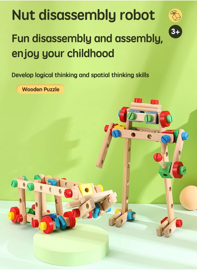 LOOPITYS 80 pieces of children's wooden building blocks - educational building kits and building toys, wooden development and learning tool toys, toys that both boys and girls love  - Image 2