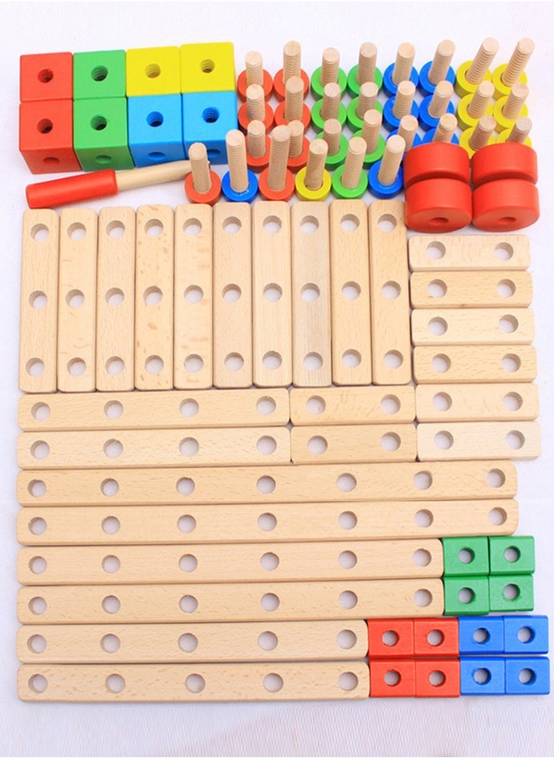 LOOPITYS 80 pieces of children's wooden building blocks - educational building kits and building toys, wooden development and learning tool toys, toys that both boys and girls love  - Image 4