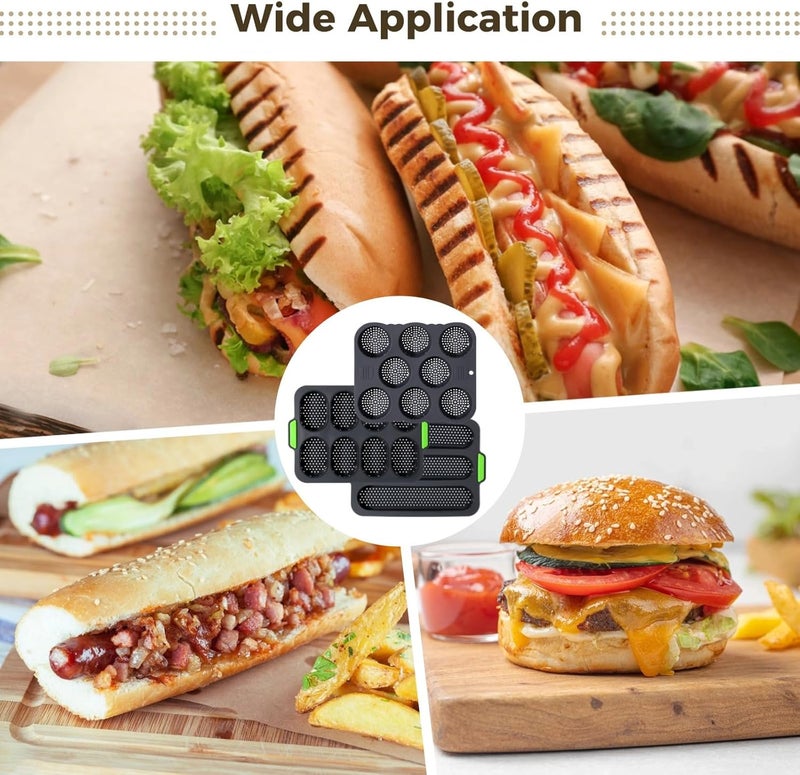 5 Pieces Silicone Baking Molds Set for French Bread, Includes 3-Grid Loaf Pan, 8-Grid Bun Pan, Non-Stick Tools with Scraper and Oil Brush for Home Bakery - Image 5