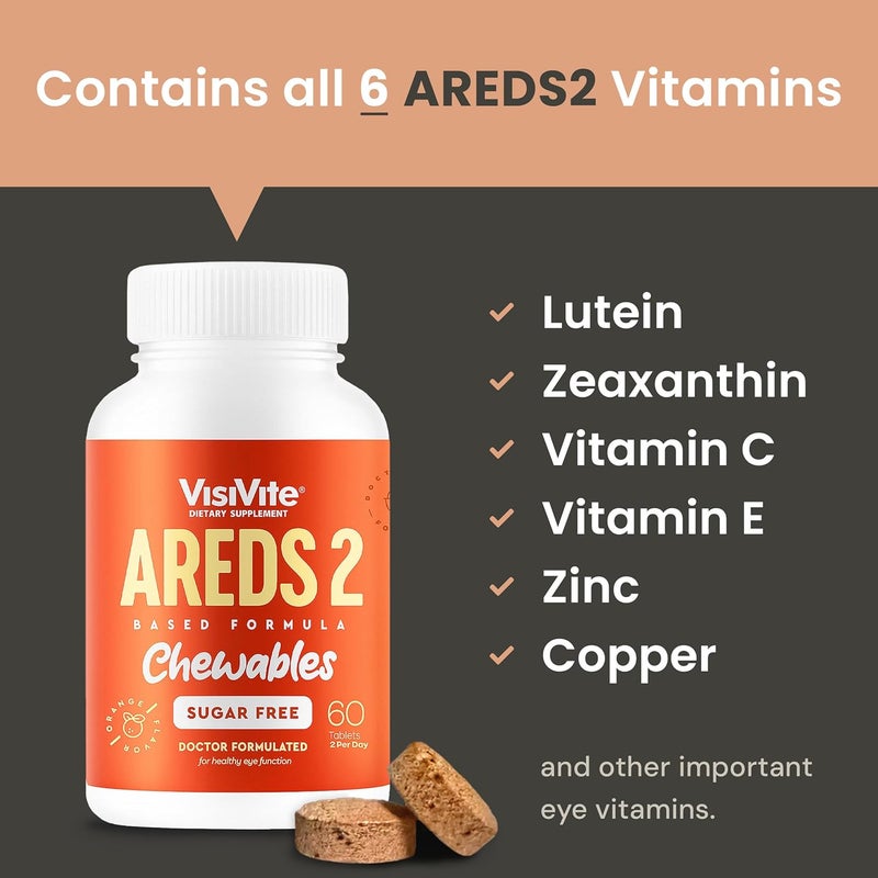 VisiVite AREDS 2 SugarFree Eye Vitamins  Alternative to Lutein Gummies for Eyes  Lutein for Eye Health  Premium SugarFree Eye Vitamins  Eye Care Supplements for Adults Chewable Tablets - Image 3