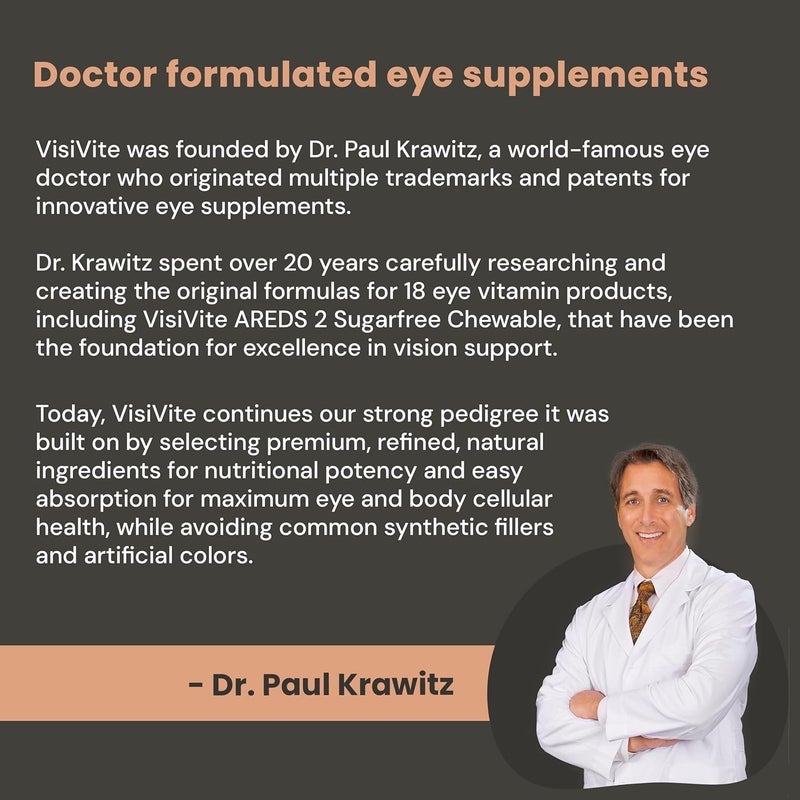VisiVite AREDS 2 SugarFree Eye Vitamins  Alternative to Lutein Gummies for Eyes  Lutein for Eye Health  Premium SugarFree Eye Vitamins  Eye Care Supplements for Adults Chewable Tablets - Image 5