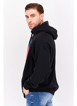 Wrangler Men Hooded Long Sleeve Graphic Sweatshirt, Black Combo  - Image 2