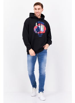 Wrangler Men Hooded Long Sleeve Graphic Sweatshirt, Black Combo  - Image 4