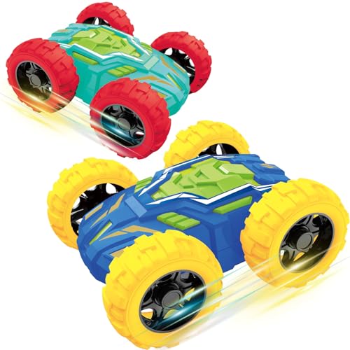 MSHALADE Toys Cars for Ages 24 DoubleSided Monster Truck Toys Stunt Push and Go Friction Cars 3 Year Old Boy Toys Toy Cars for 2 3 4 5 6 Year Old Boy Christmas Birthday - Image 1