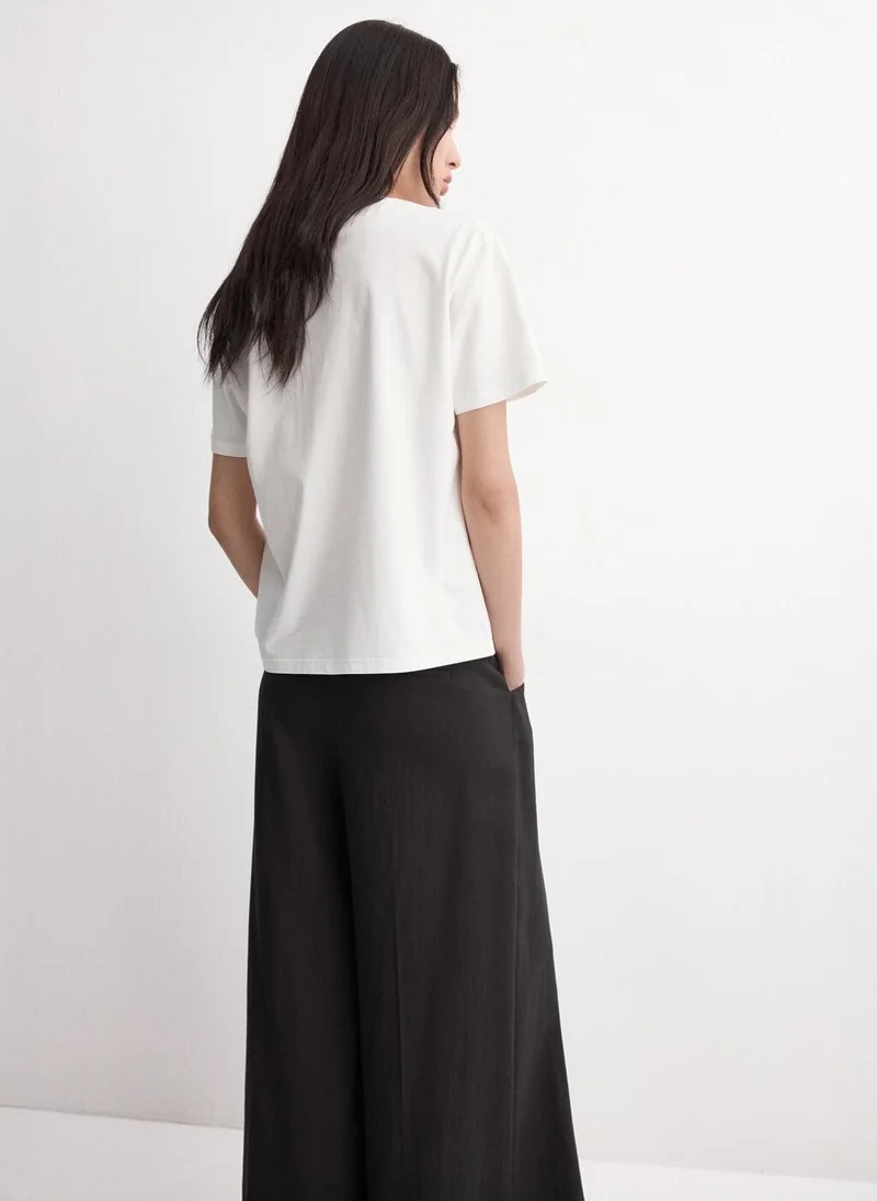 مانجو Floral-embroidered cotton t-shirt