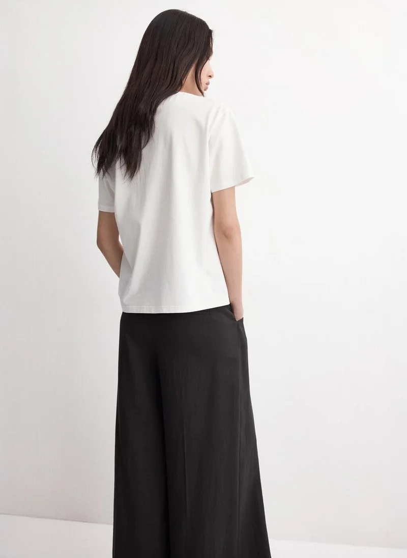 MANGO Floral-embroidered cotton t-shirt