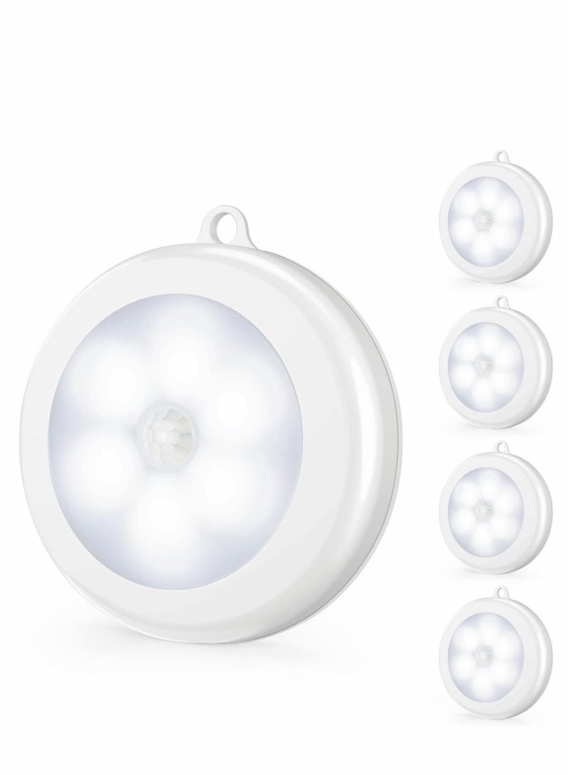 كابتن تيك Under Cabinet Lights 4 Pack Motion Sensor LED Night Light, Non-Fall Cordless Battery-Powered Wall Magnet Closet Lights, Safe for Stairs, Hallway, Kitchen, Cabinet, White - Image 1