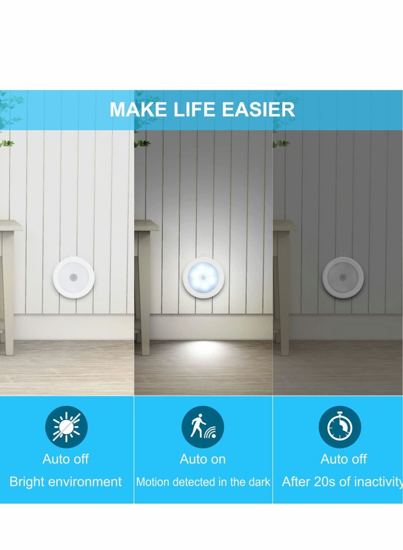 كابتن تيك Under Cabinet Lights 4 Pack Motion Sensor LED Night Light, Non-Fall Cordless Battery-Powered Wall Magnet Closet Lights, Safe for Stairs, Hallway, Kitchen, Cabinet, White - Image 2