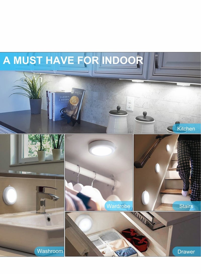 كابتن تيك Under Cabinet Lights 4 Pack Motion Sensor LED Night Light, Non-Fall Cordless Battery-Powered Wall Magnet Closet Lights, Safe for Stairs, Hallway, Kitchen, Cabinet, White - Image 4