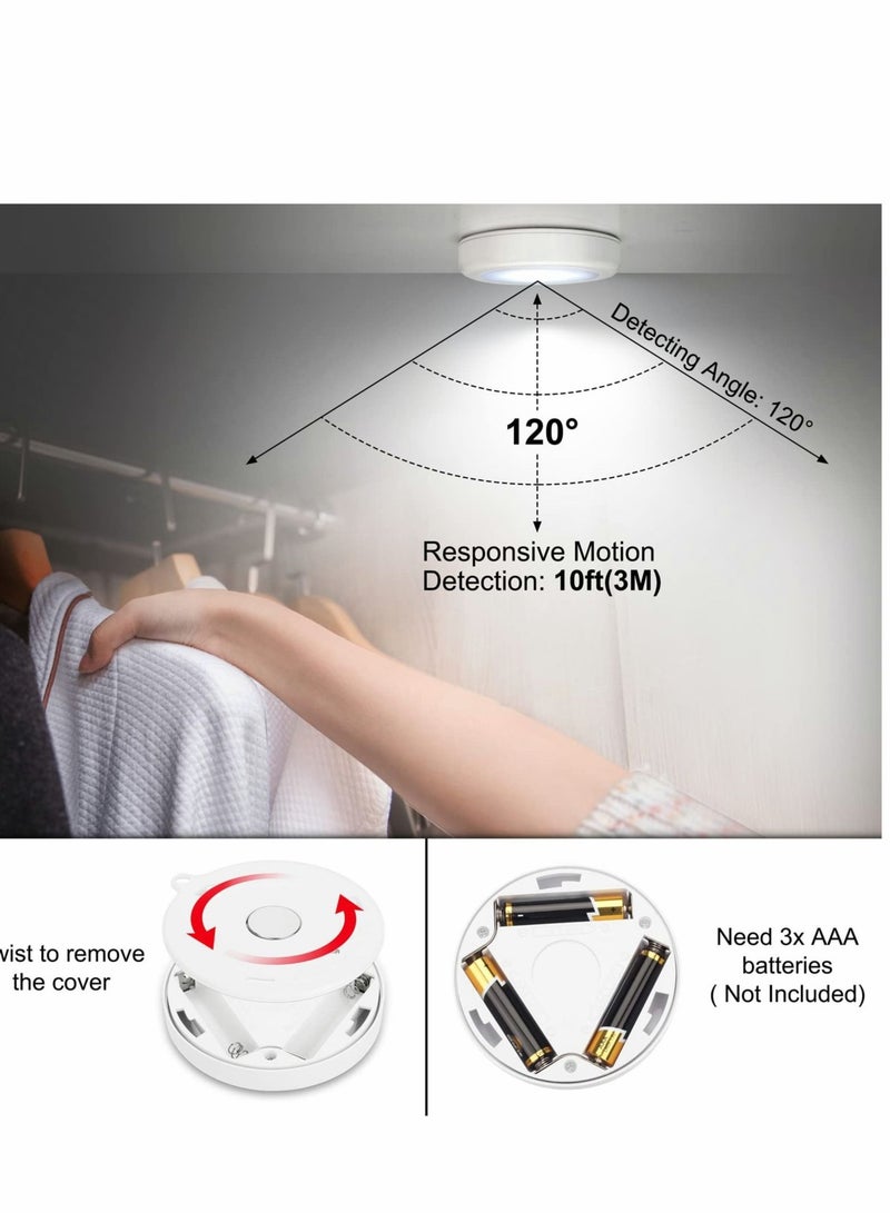 كابتن تيك Under Cabinet Lights 4 Pack Motion Sensor LED Night Light, Non-Fall Cordless Battery-Powered Wall Magnet Closet Lights, Safe for Stairs, Hallway, Kitchen, Cabinet, White - Image 5