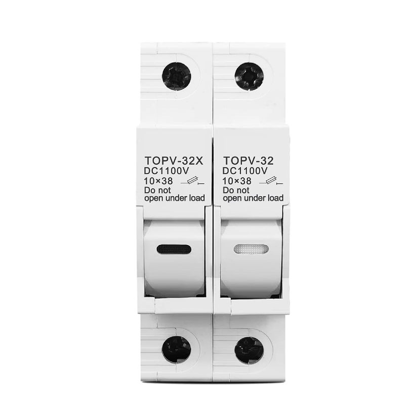 TOPV 32X Solar PV Fuse Holder 10x38mm DC 1100V 2P Without LED Base - Image 3