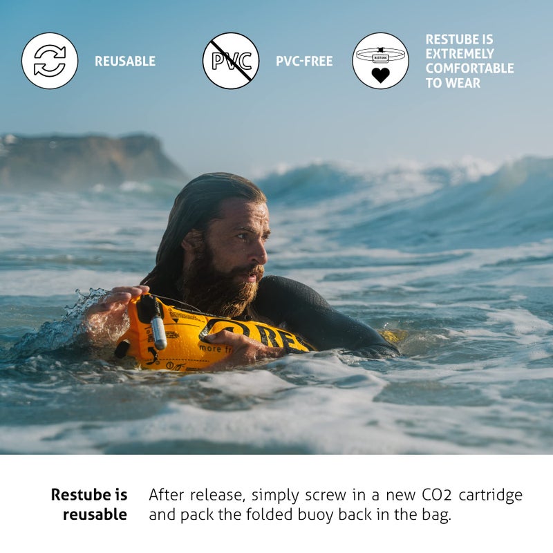 Restube Extreme Wild Swimming Safety Buoy for Use in Rough Conditions â€“ Open Water Buoyancy Aid for Swimmers, Surfers & Lifeguards â€“ One-Pull Inflatable Mechanism with Whistle - Image 3