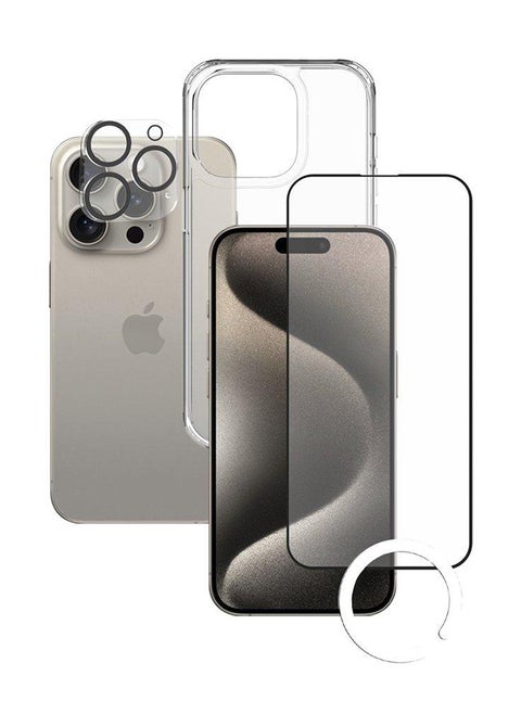 3 in 1 iPhone 15 Pro Case Screen Protector Camera Lens Clear