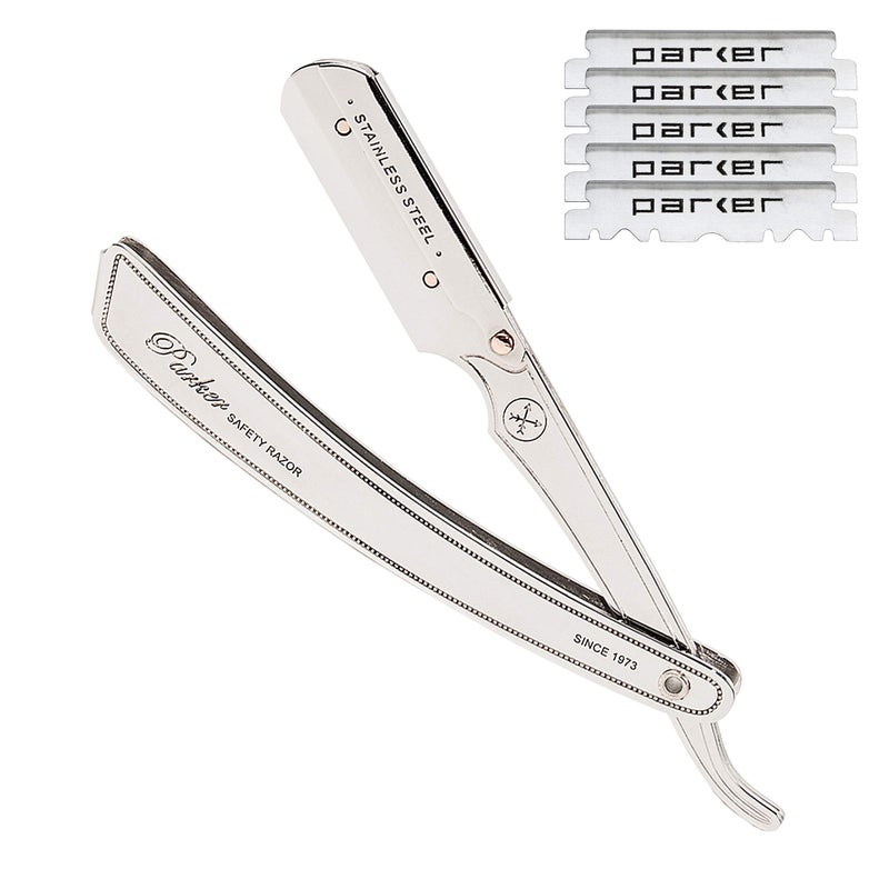 Parker Safety Razor Parker SRX Straight Razor â€“ All Stainless Steel Barber Razor with Clip-Type Blade Holder for Disposable Blades â€“ Ideal for Precision Wet Shaving at Home or Barbershop â€“ Iconic Brand - Image 1
