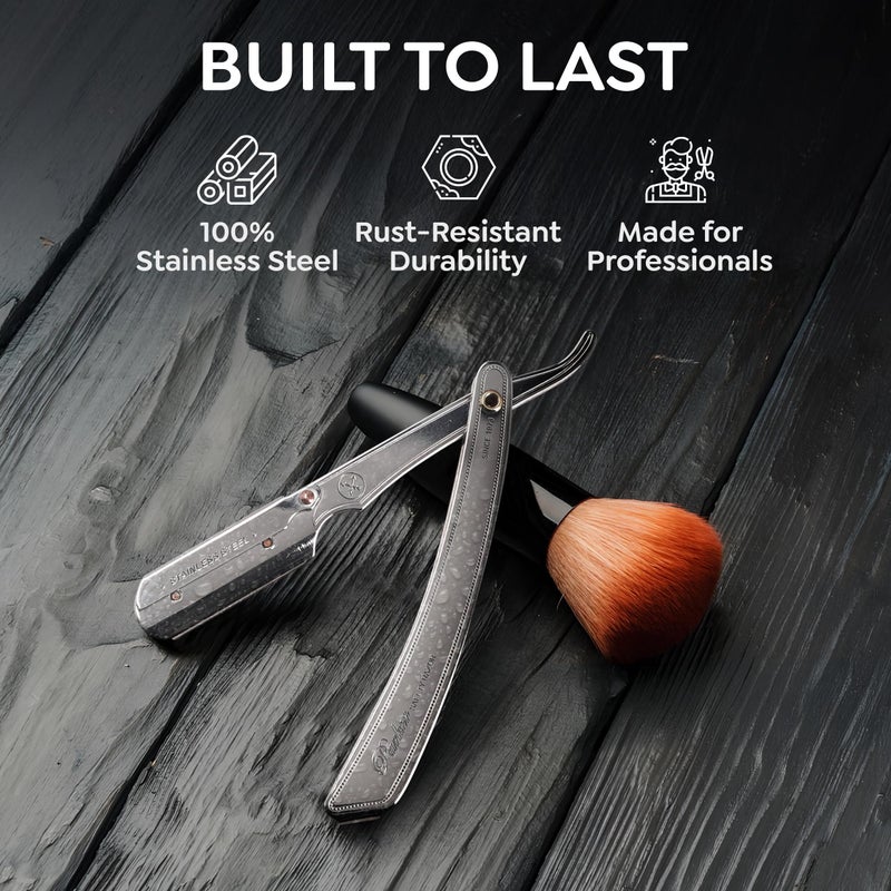 Parker Safety Razor Parker SRX Straight Razor â€“ All Stainless Steel Barber Razor with Clip-Type Blade Holder for Disposable Blades â€“ Ideal for Precision Wet Shaving at Home or Barbershop â€“ Iconic Brand - Image 4