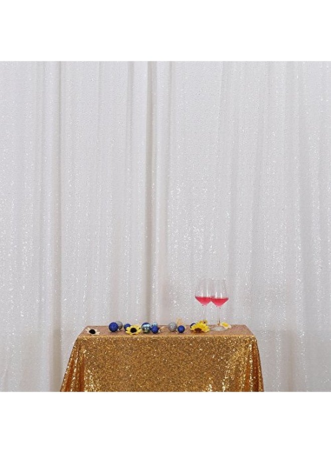 Poise3EHome 8Ft X 8Ft White Sequin Photography Backdrop Curtain For Party Decoration White  - Image 3