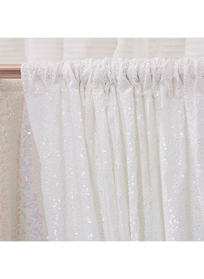 Poise3EHome 8Ft X 8Ft White Sequin Photography Backdrop Curtain For Party Decoration White  - Image 5