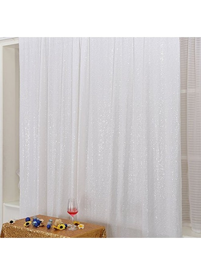 Poise3EHome 8Ft X 8Ft White Sequin Photography Backdrop Curtain For Party Decoration White  - Image 2