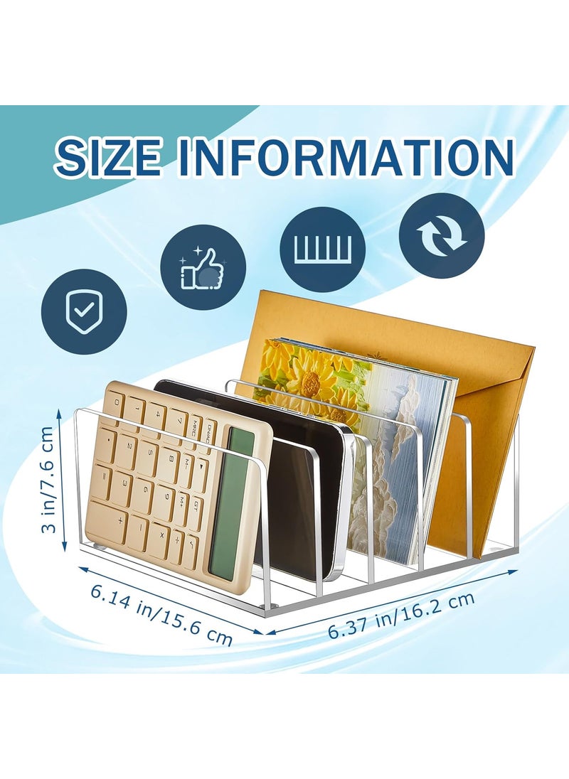 Geyoga Geyoga 2 Pcs Acrylic File Holder Clear Mail Folder Organizer 5 Compartments Multifunction Desktop Storage Letter Sorter Envelope Vertical Dividers for Office Home Desk Organization  - Image 2