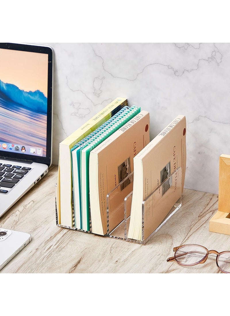 Geyoga Geyoga 2 Pcs Acrylic File Holder Clear Mail Folder Organizer 5 Compartments Multifunction Desktop Storage Letter Sorter Envelope Vertical Dividers for Office Home Desk Organization  - Image 5